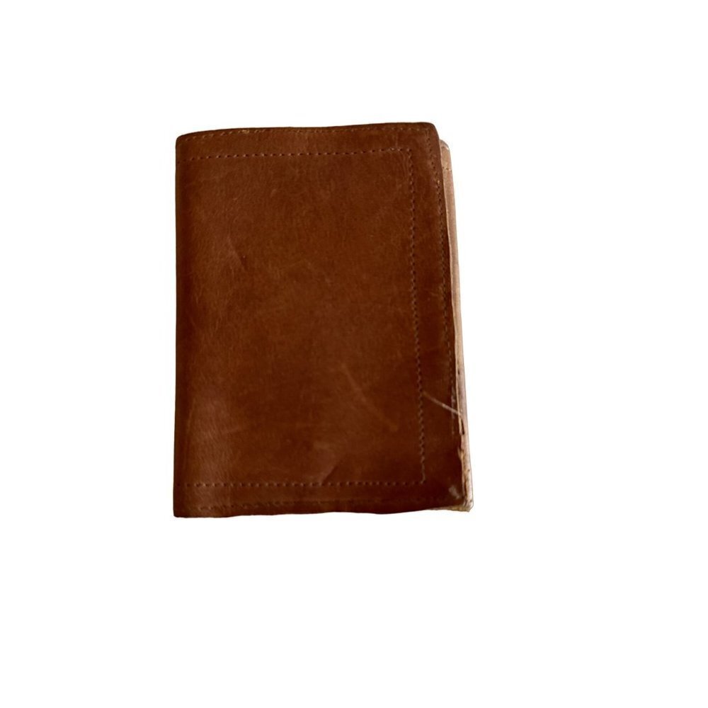 Trifold Wallet Brown Leather Minimalist Rugged ID‎ Window Card Slots